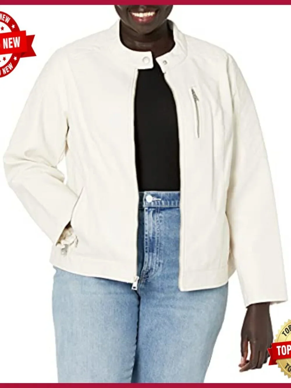 Faux Leather Motocross Racer Jacket, Standard and Plus Sizes